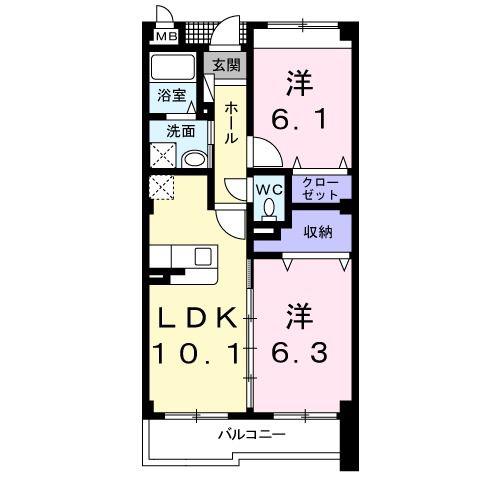 リヴェール栄谷(2LDK/1階)の間取り写真