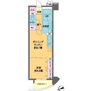 カスタリア池袋(1LDK/2階)の間取り写真
