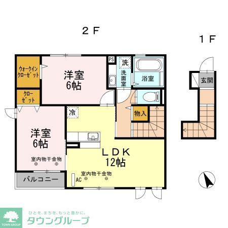 サン・ボナールB棟(2LDK/2階)の間取り写真