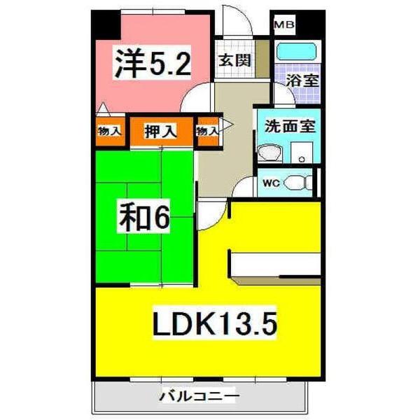 サンタウン明石ウエスト(2LDK/7階)の間取り写真