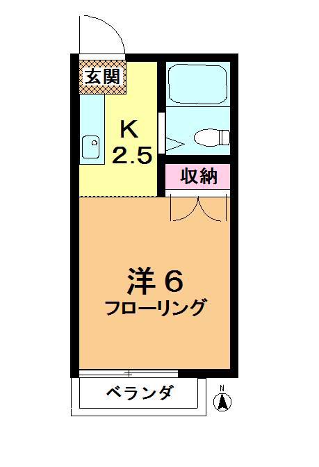 SKハイツI(1K/2階)の間取り写真