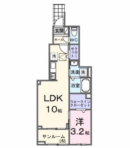 向日葵之颯II(1LDK/1階)の間取り写真