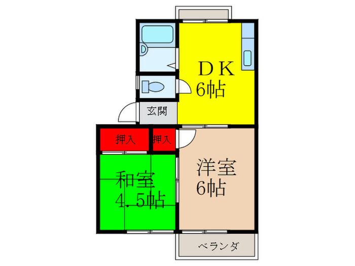 滝ノ上ハイツ(2DK/1階)の間取り写真