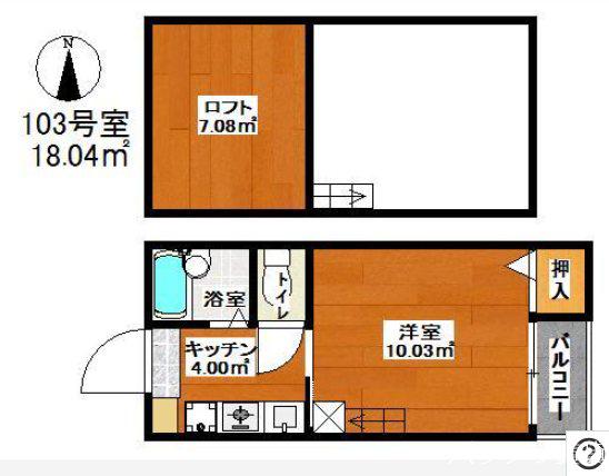 パームテラス(1K/1階)の間取り写真