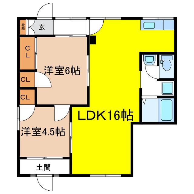 グリーンハイツささげ(2LDK/1階)の間取り写真