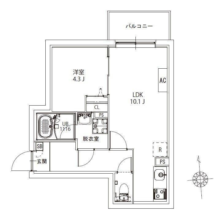 AXIA M-CITY浮間公園(1LDK/4階)の間取り写真