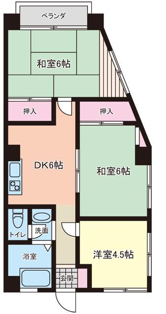 オーヴァル多摩川(3DK/4階)の間取り写真