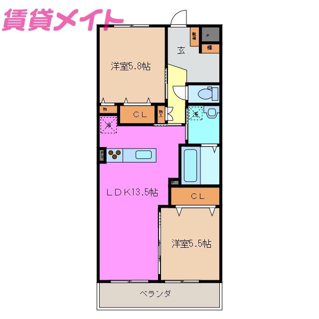 アネックス(2LDK/2階)の間取り写真