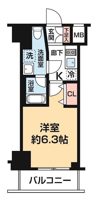ガレリアレジデンス石川町(1K/3階)の間取り写真