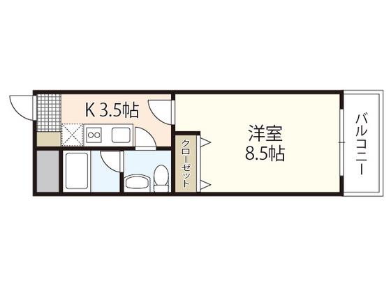 グレイス江波西(1K/1階)の間取り写真