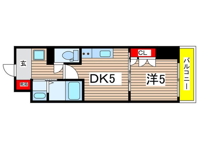 アルファプライム東陽町(1DK/5階)の間取り写真