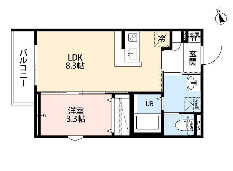 クオリア キタカシワ(1LDK/3階)の間取り写真