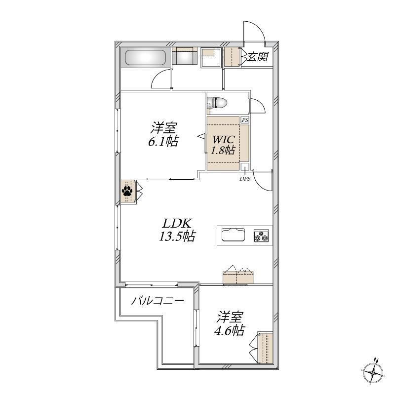 CASA ROOTIS(2LDK/3階)の間取り写真