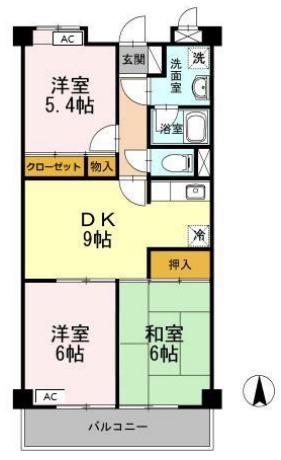 エナジー高橋(3DK/1階)の間取り写真