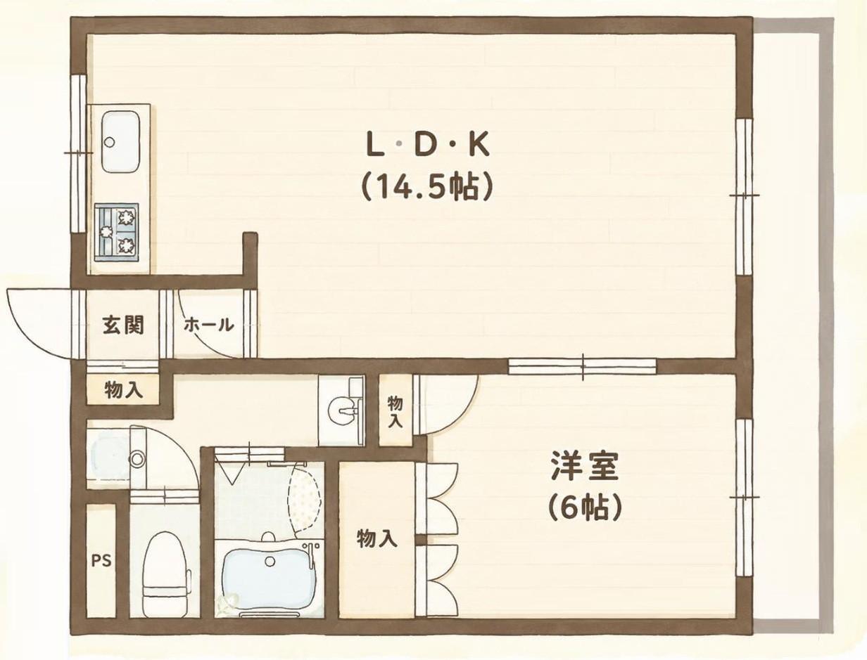 ヴィラ・コンフォート桜井(1LDK/1階)の間取り写真