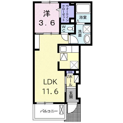 ルピナス・リバーA 102(1LDK/1階)の間取り写真