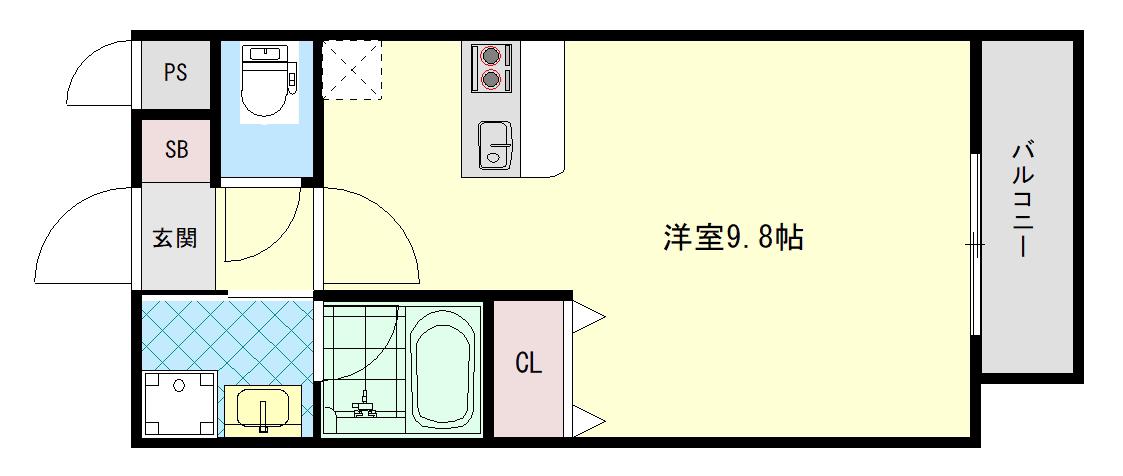 COCOON外大前(ワンルーム/3階)の間取り写真
