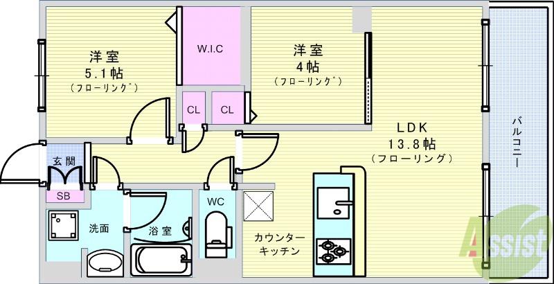 GRACE善(1SLDK/2階)の間取り写真