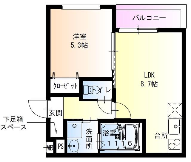 フジパレス我孫子西II番館(1LDK/1階)の間取り写真