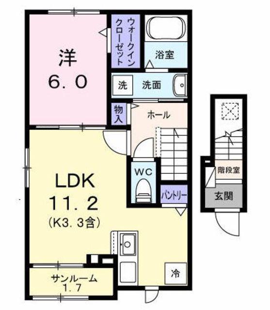 ソフィアツー(1LDK/2階)の間取り写真