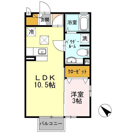 セジュールYAMAZAKI B(1LDK/1階)の間取り写真