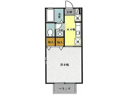 ピエールプセ(1K/1階)の間取り写真