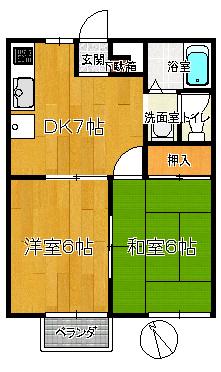 ファーリアまさの1(2DK/2階)の間取り写真