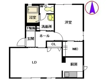 ウエストヴィレッジA(1LDK/1階)の間取り写真