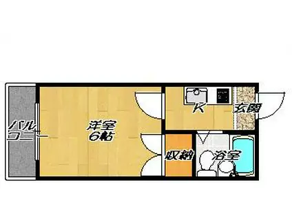 三柏ハイツ(1K/2階)の間取り写真