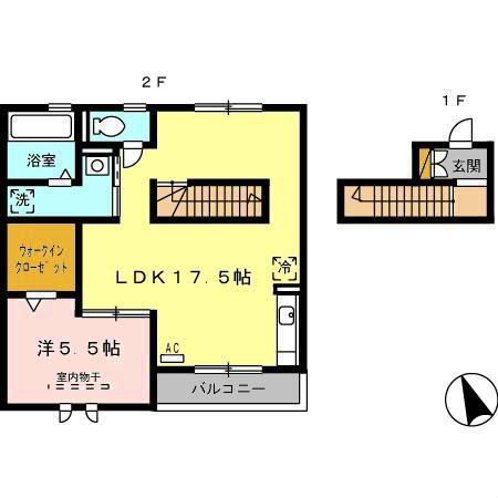 ロイヤルテラス(1LDK/2階)の間取り写真