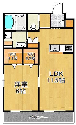 ドゥマノワール(1LDK/1階)の間取り写真