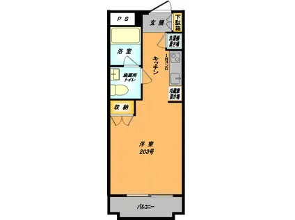 CREST(ワンルーム/2階)の間取り写真