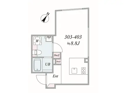 TRIAS367(1DK/4階)の間取り写真