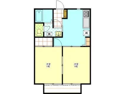 シャーロットタウンB(2DK/1階)の間取り写真