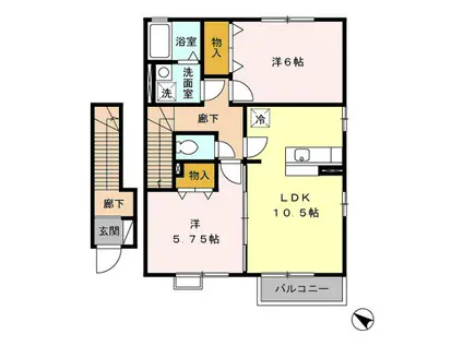 シルクコート(2LDK/2階)の間取り写真