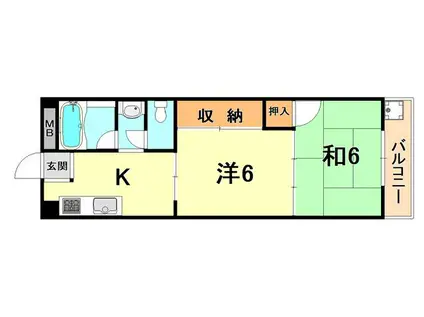 橋本第二マンション(2K/4階)の間取り写真