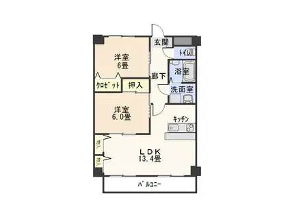 ルーエセイラク(2LDK/3階)の間取り写真
