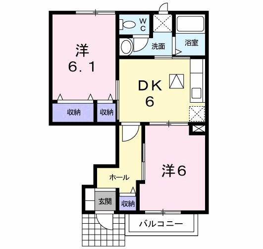 リバ-サイド広徳(2DK/1階)の間取り写真