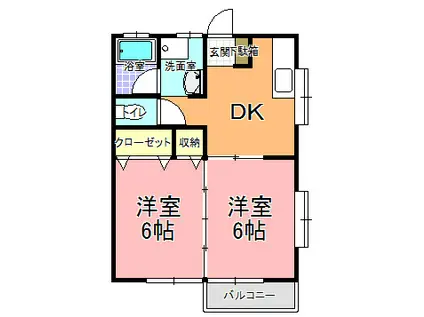モン・セジュール F棟(2DK/2階)の間取り写真