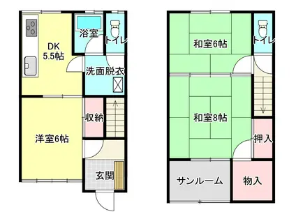 戸山アパート(3DK/1階)の間取り写真