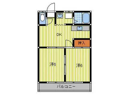 アークヒルIII(2DK/2階)の間取り写真