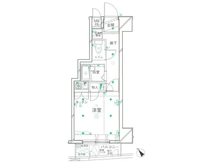 クレアシオン市ヶ谷西(ワンルーム/8階)の間取り写真