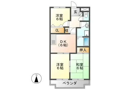 マンションYOKOHIRA(3DK/3階)の間取り写真