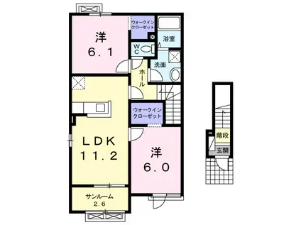 ニューシティ鍋田(2LDK/2階)の間取り写真