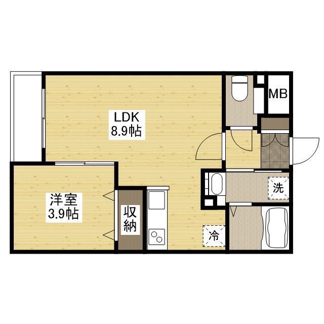 月光東福山駅前(1LDK/3階)の間取り写真