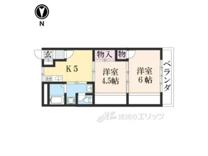 ライフステージ広瀬京田1(2DK/4階)の間取り写真