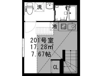 ALESCO羽田(ワンルーム/2階)の間取り写真