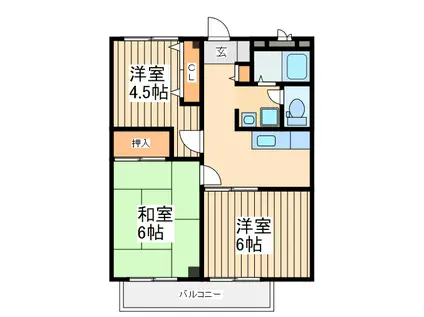 コーポエム&ワイ(3K/1階)の間取り写真
