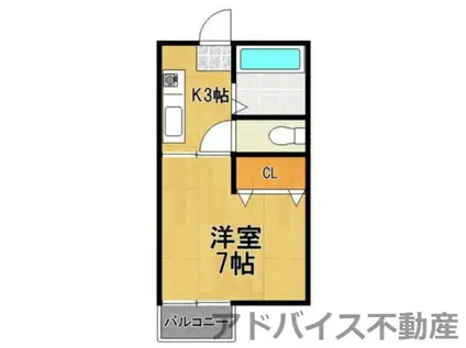 グレースB棟(1K/1階)の間取り写真