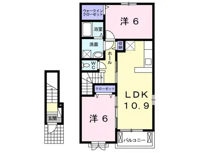 ヴェスティートII(2LDK/2階)の間取り写真